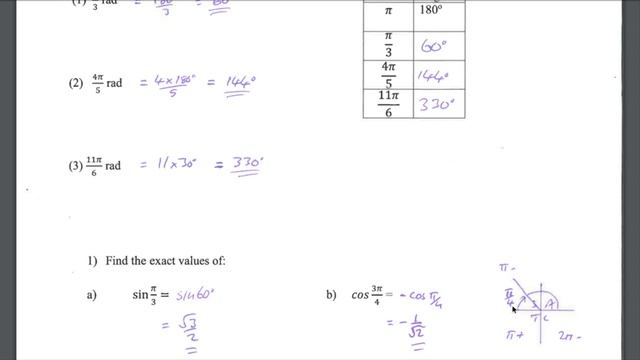 Higher Maths Trigonometric Expressions Lesson 2B Radian Measure and Exact Values Exercise 2B смотреть онлайн