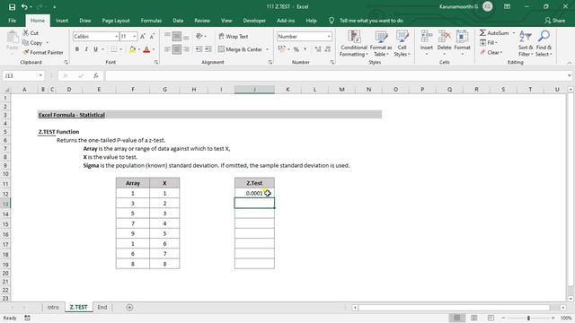 Excel Z TESTFunction смотреть онлайн