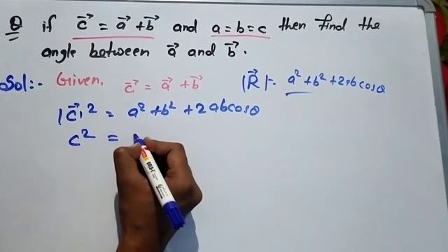 If vector c=vector a + vector b and a=b=c then find the angle between vector a and vector b|edulove смотреть онлайн
