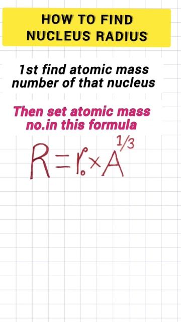 Atomic nucleus radius Formula #fact #atomicphysics #nulclearphysics