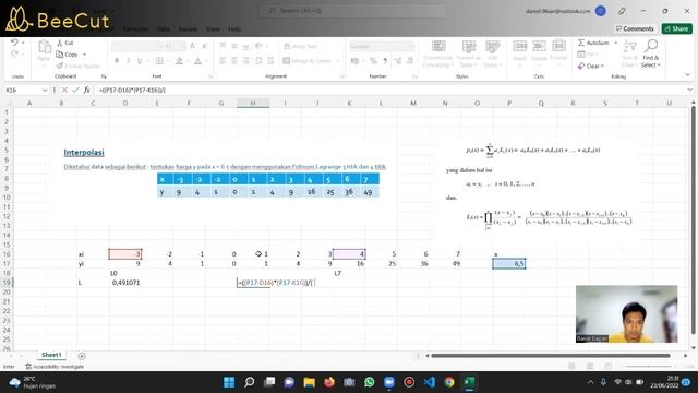 #1 Interpolasi Polinom Lagrange | MENGHITUNG POLINOM LAGRANGE MENGGUNAKAN EXCEL