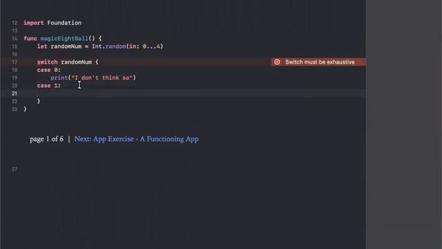 Swift Fundamentals book- 2.3: Function Exercise page 1 Q2 (MagicEightBall) смотреть онлайн