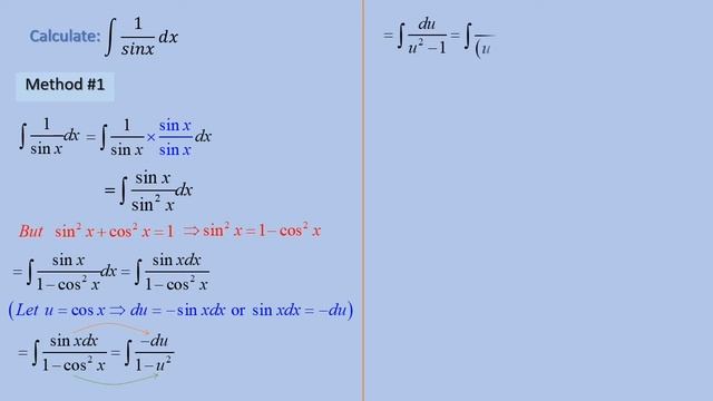 Integral Of 1/sinx  (Method#1)