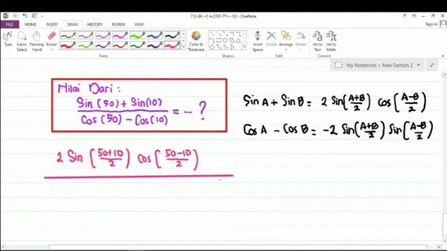 ||Tentukan Nilai Dari Sin 50 + Sin 10/Cos 50 - Cos 10||Rumus Perkalian Trigonometri|| смотреть онлайн