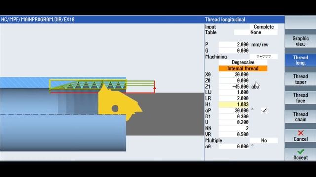 SIEMENS- SINUMERIK- SINUTRAIN Fundamentals Of Thread Turning-Cycle 99-Longitudinal Thread-Parameter