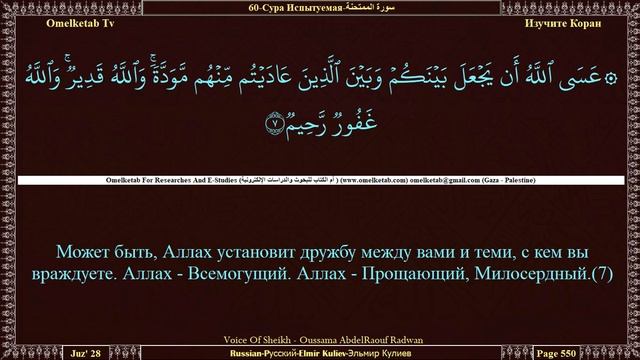 60 Сура Испытуемая سورة الممتحنة Russian Pусский Elmir Kuliev Эльмир Кулиев Radwan смотреть онлайн