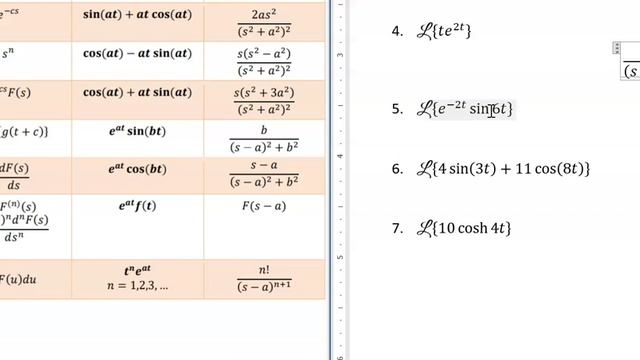 Laplace transforms examples table смотреть онлайн