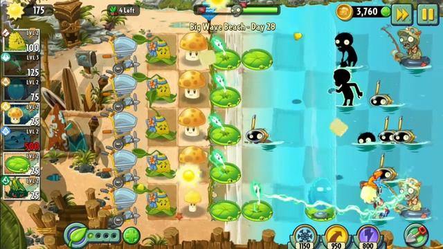 PvZ 2 Big Wave Beach (Пляж большой волны) день 28 смотреть онлайн