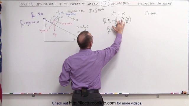 Physics 13.1 Moment of Inertia Application (4 of 11) Hollow Ball Rolling Down an Incline смотреть онлайн