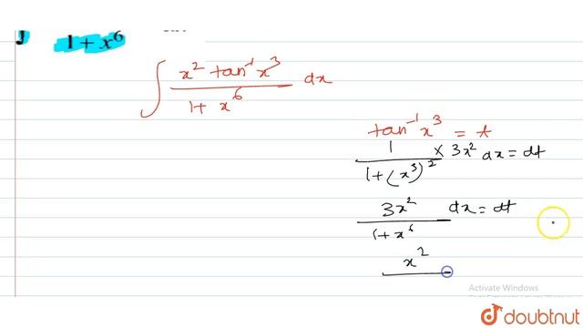 `int(x^2tan^-1x^3)/(1+x^6)dx`