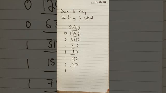 Denary To Binary Using Divide By 2 Method In Sixty Seconds!