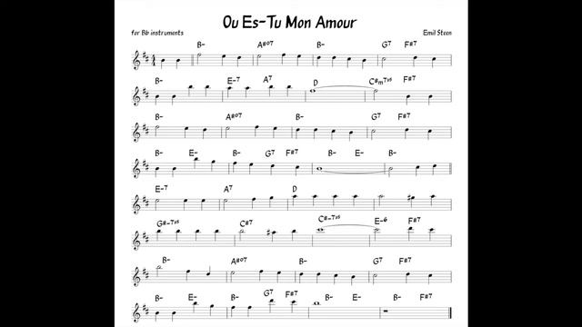 Ou Es Tu Mon Amour (Gypsy Jazz) Backing Track + Score For Bb Instruments