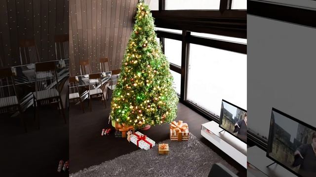 Новогодняя атмосфера, ёлка в скандинавском доме (3д визуализация в Blender) смотреть онлайн