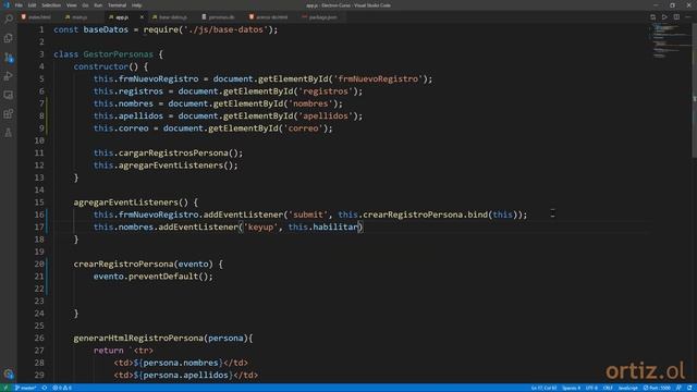 Electron Curso: 58 Inicio Implementación del Método crearRegistroPersona() y Eventos keyup смотреть онлайн
