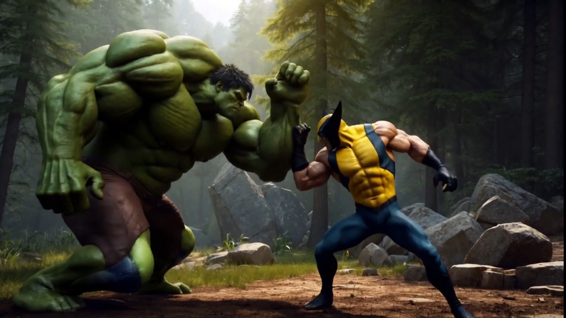 Халк против Россомахи. Hulk Vs Wolverine. Midjourney