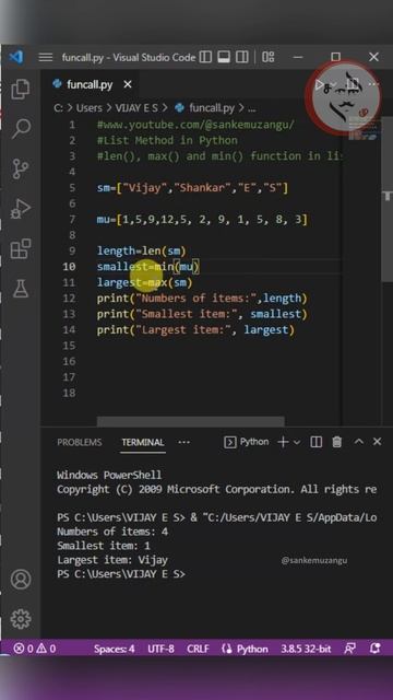 len(), max() and min() function in list Python - list methods in Tamil #pythonprogramming #python смотреть онлайн