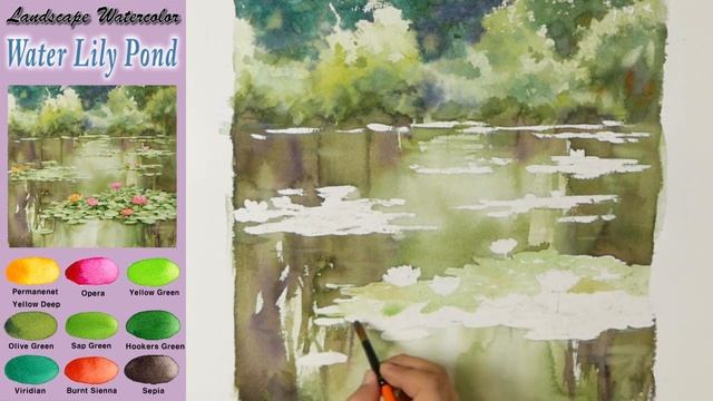 [ 3 minute Watercolor - Watch and Learn ] Water lily pond NAMIL ART смотреть онлайн