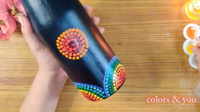 easy dot painting on ketchup bottle with acrylics/dot painting/glass bottle art/mandala art смотреть онлайн