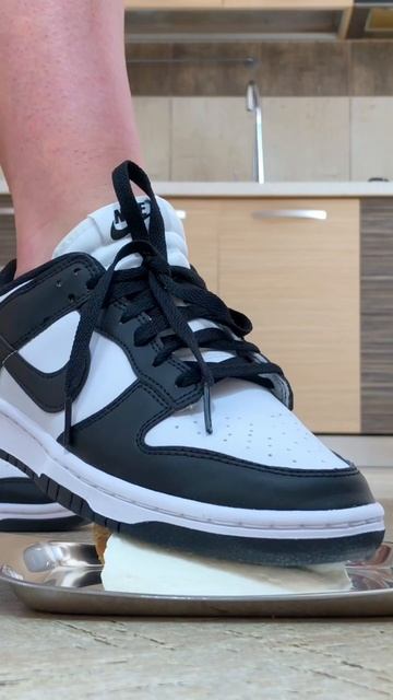 Pea Vs. Cheesecake! Oddly Satisfying In Shoe Food Crushing! ASMR