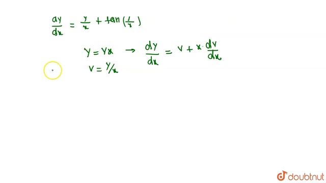 The substituting `y=vx` reduces the homogeneous differential equation `(dy)/(dx) смотреть онлайн