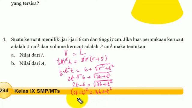 Latihan 5.2 no 3-5 Kerucut Matematika Kelas 9 Halaman 293 Semester 2 смотреть онлайн