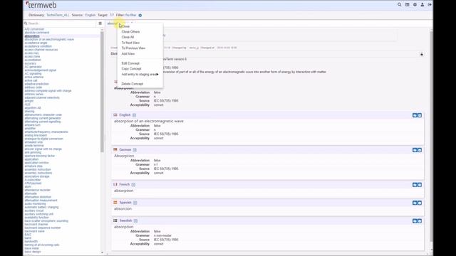 TermWeb 4.0 peek view - Terminology Management System смотреть онлайн