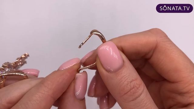 Серьги SONATA с белыми фианитами из медицинского золота (в позолоте) - 23013