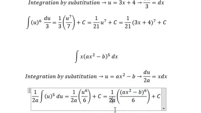 Calculus Help: Substitution - ∫ (3x+4)^6 dx - ∫ x(ax^2-b)^5 dx - ∫ t^2 (t^3-4)^2 dt - ∫ (a-by)^4 d смотреть онлайн