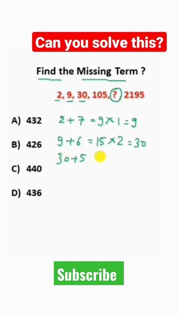 Find the missing term?2,9,30,105,?,2195/Number series #ssccgl2023 #mathshorts смотреть онлайн