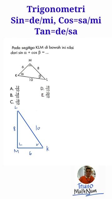 Pada segitiga KLM dibawah ini nilai dari sin Alfa + cos Beta = ••• смотреть онлайн