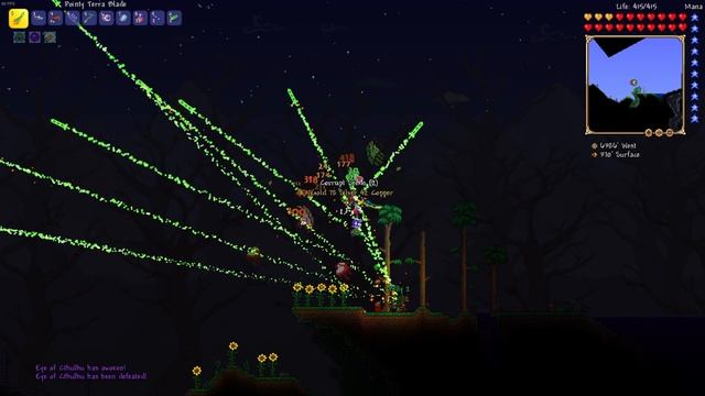 Almost a insta kill in terraria with terra blade. (Eye of Cthulhu) смотреть онлайн