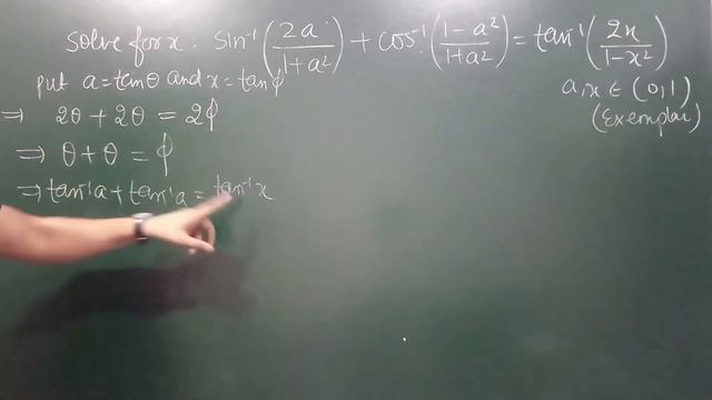 ITF  - [EXEMPLAR] -Ex#6 , Solve : Sin^-1( 2a / 1+a^2 ) +cos^-1 (1-a^2 / 1+a^2 )=tan^ ( 2x / 1-x^2 )