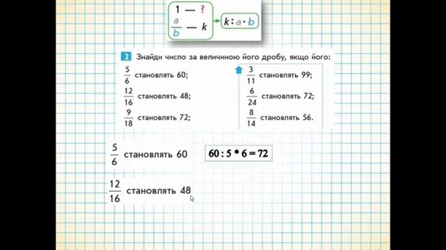 4 клас Математика Знаходження числа за величиною його дробу смотреть онлайн