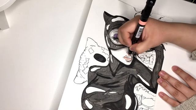 {CATWOMAN} Pen and Ink Drawing with Prisma Color Markers смотреть онлайн