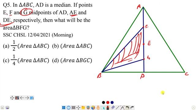 In ∆𝐴𝐵𝐶, AD is a median. If points E, F and G midpoints of AD, AE and DE, respectively, смотреть онлайн
