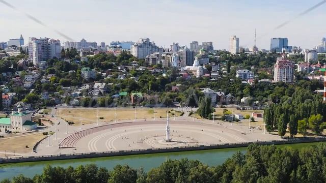 Voronezh, Russia. Admiralteyskaya Square. Voronezh River Embankment, Aerial View Hyperlapse, Point смотреть онлайн