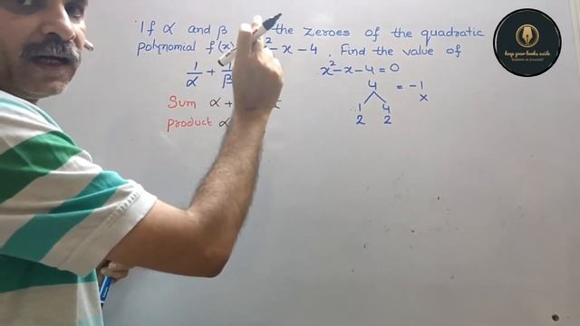 If alpha and beta are zeroes of the Quadratic polyn f(x)=x^2-x+4, find 1/alpha +1/beta -alpha beta