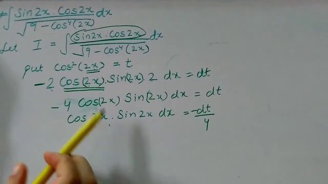 Mathematics || Integration of sin 2x . cos 2x / √ 9 - cos⁴ (2x) dx || Khushi Maths Classes|| смотреть онлайн