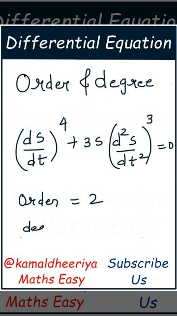 Differential Equations Order And Degree Class 12 Term 2 Shorts Part 2 @Kamaldheeriya Maths Easy