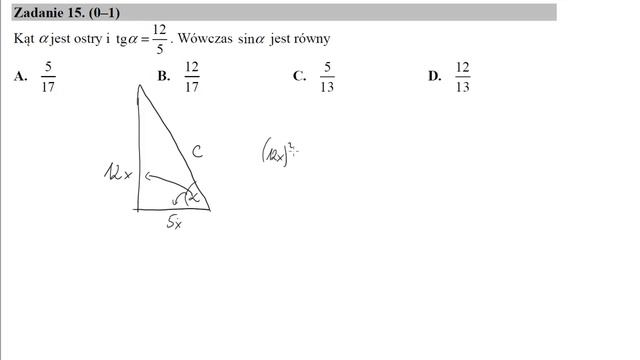 15 Kąt α jest ostry i tgα=125 Wówczas sinα jest równy смотреть онлайн