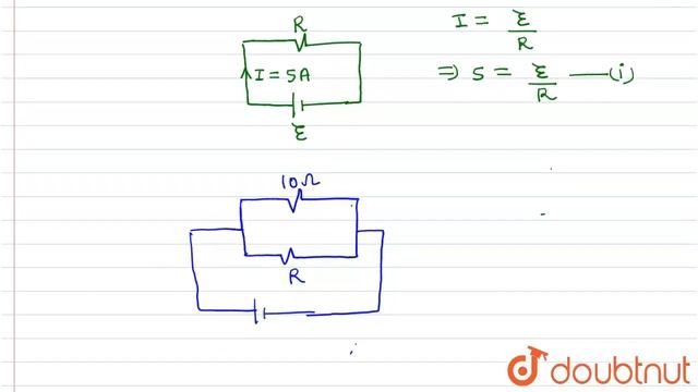 An Ideal Battery Sends A Current Of 5A In A Resistor. When Another Resistor Of Value 10 Omega Is...