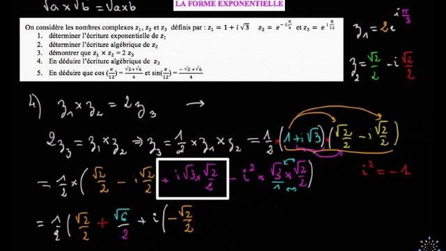 Exo sur cos et sin de pi/12 : 4/ en déduire la forme algébrique de z3 (partie 2) смотреть онлайн