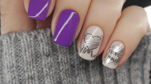 Яркий маникюр на день влюбленных (обычным лаком)