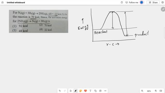 Ea for the reaction is 70 kcal, Hence, the activation energy for 2NH3(g) → N2(g) + 3H2(g) is смотреть онлайн