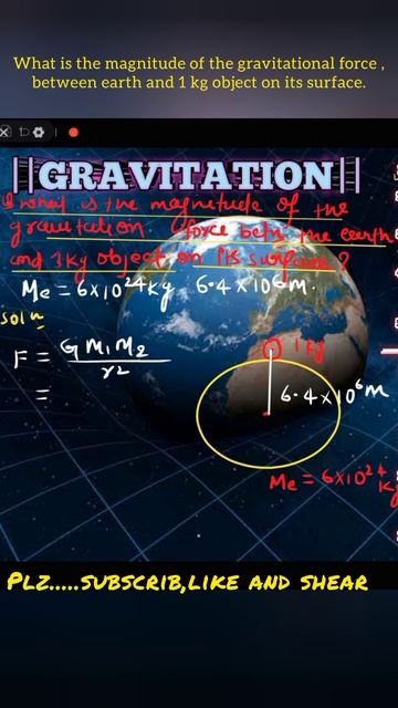 what is the magnitude of the gravitational force between the Earth and the 1kg object on its .... смотреть онлайн