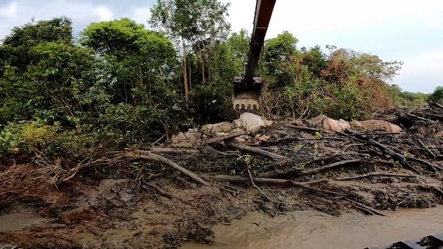amphibious excavator beko alat berat hitachi ZX 210 F 5G semi long arm cuci sungai angkat kayu besa смотреть онлайн