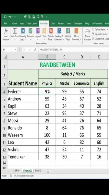 Youtube Shorts -  #excel #formula #exceltips #rand #randbetween #dataanalysis #exceltricks