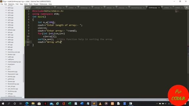Sort an array using sort() function in C++ Sort an array in C++ смотреть онлайн