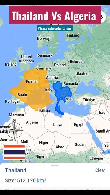 Thailand Vs Algeria land area size comparison #shorts #mapping #comparison #geography смотреть онлайн