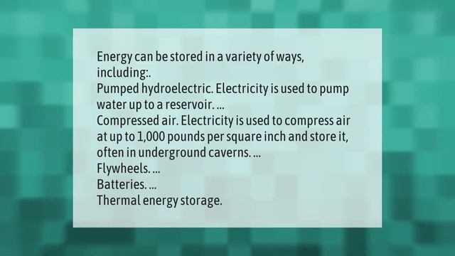 What Is Chemical Energy Storage?